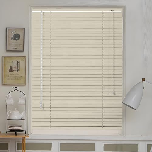 50cm 80cm 100cm 120cm 150cm Veneziane in Alluminio 25mm Tende Veneziane da Interno ed Esterno for Ufficio Studio Camera da Letto Persiane Oscurante for Privacy e Protezione Personalizzabile(Cream)