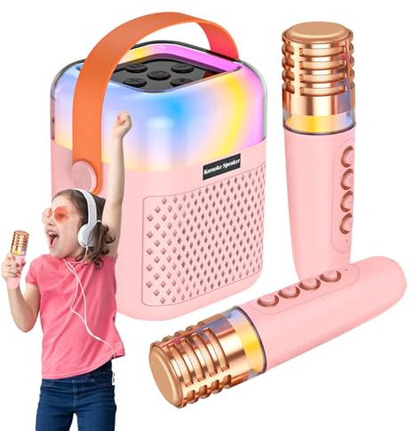 Veasbuu Machine à Karaoké - Enceinte De Chant sans Fil avec 2 Microphones | Machine à Karaoké Portable | Idéal Maison, Fêtes, Bureau, Jardin Et Extérieur