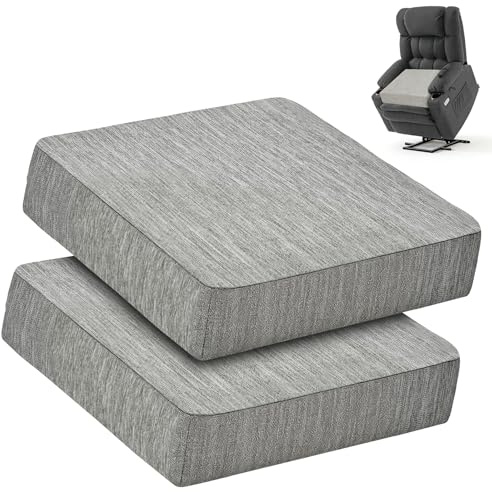 LIROPAU 2Pcs Booster Cushion Armchair Dining Chairs Cushion Memory Foam | Chair Cushion Booster Seat Cushion Non Slip Back for Sofa Recliner Chair with Machine Washable Cover 50 x 50 x 12.7cm Grey