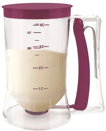 Dispenser Per Pastella Per Pancake - PP, 4,49x7,28 Pollici Maniglia A Sgancio Rapido Per Caraffa Per Pastella | Strumento Per Versare Con Misurazione Controllata Trasparente, Versatore Da Forno Per Pa
