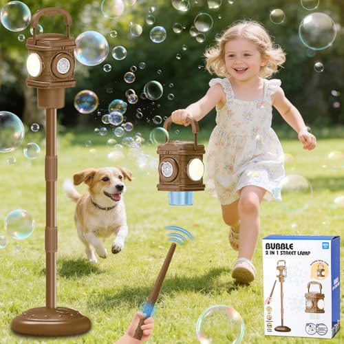 deAO Macchina per Bolle di Sapone Automatica per Bambini, Portatile Macchina per Bolle con Telecomando, Luci, 118 ml di Soluzione, Regalo Bambini di Compleanno, Adatto per Festa All'aperto, Matrimonio