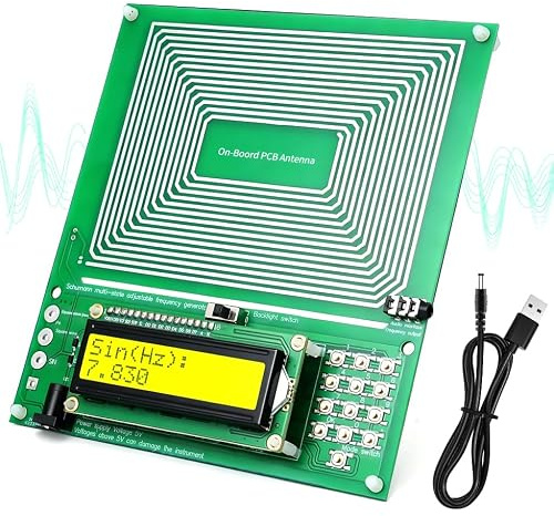 Generateur de Frequence Schumann 7,83 Hz, Fréquence Réglable de 0,001 Hz à 200 kHz, Résonance Appareil avec Ecran LCD & Câble USB, Générateur de Résonance Portable pour Chambre & Bureau