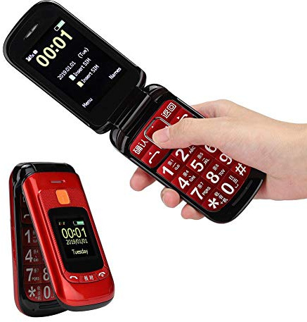 Zopsc 2G F899 Flip Mobile Phones Unlocked Dual SIM Dual Standby Mobile Phone for Elderly Big Buttons, Used not in The USA, 2800mAh Battery Long Standby (Red)(US Plug)