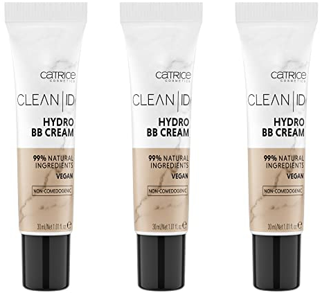 Catrice Clean ID Hydro BB Cream, Make Up, Foundation, Nr. 020 Medium, nude, für sensible Haut, für trockene Haut, für Mischhaut, natürlich, vegan, ohne Parfüm, 3er Pack (3 x 30ml)