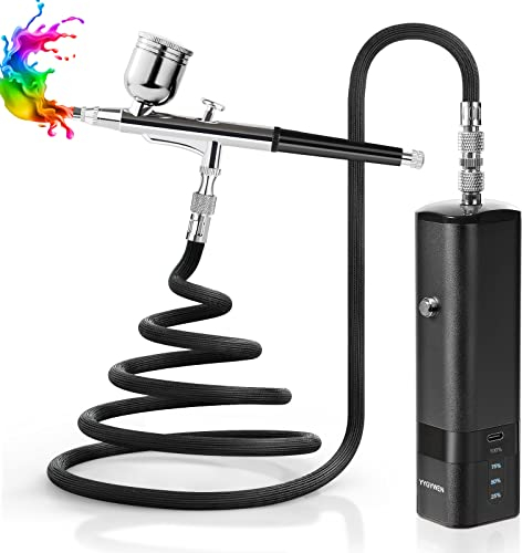 Airbrush-Set mit Kompressor, kabellose Luftbürsten zum Malen, tragbare Dual-Action-Mini-Handheld-Hochdruck-Luftbürstenpistole, Set für Modell, Nägel, Kuchendekoration, wiederaufladbar (schwarz)