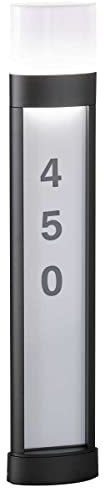 Luce numero civico LED numero civico illuminato elettrica lampada da esterno con numero civico, lampada da terra alluminio nero, con adesivo, IP54, LxPxA 16x7,5x80 cm, Wofi 12226