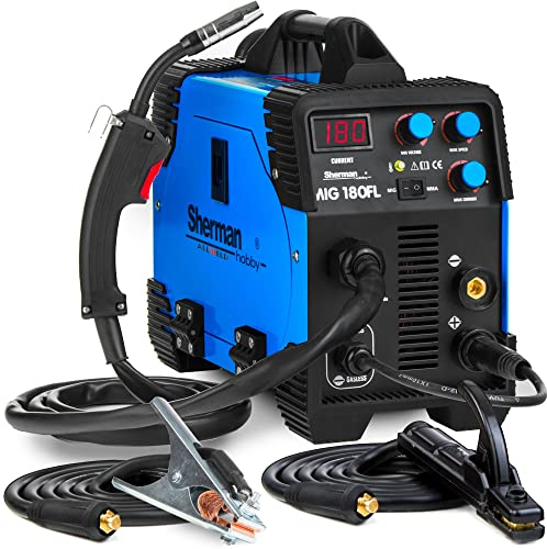 ALLWELD Sherman Hobby MIG 180FL - MIG MAG Schutzgasschweißgerät und Fülldraht Schweißgerät ohne Gas - 180 A - MMA: Elektroden Schweißgerät - Inverter-Schweißgerät mit IGBT