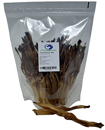 Food4Pets Kaninchenohren Hundeleckerli 400g - Natürlicher Hundesnack für Hunde im wiederverschließbaren Beutel. Unterstützt die Zahnpflege Ideal als Belohnung