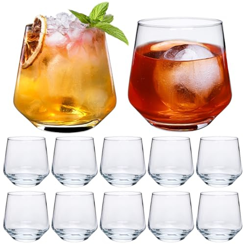 Cadamada Wine Glasses Set of 12, 13 oz Heavy Base Glasses Drinking Glasses for Scotch, Cocktail, Whiskey and Juice, Dishwasher Safe Glassware, Gifts for Friend,Ideal Glassware for Special Moments