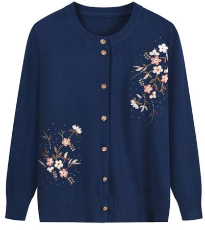 Tidecc Cardigan da donna lavorato a maglia grosso cardigan top nonna indossare cardigan cappotto giacca madre usura, Marina Militare, 6-16