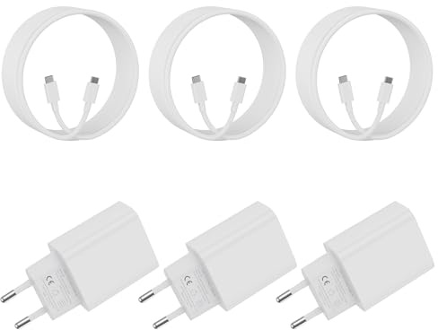 30W Cargador USB C for iPhone 17 16 15/17 16 15 Pro/17 16 15 Pro Max/17 Air/16 15 Plus/iPad Pro/iPad Air, Samsung Galaxy, Carga Rapida Charger Enchufe Rapido Adaptador Corriente con 2M Cable (3 Pack)