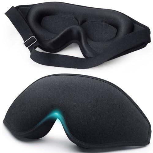 Sleep Mask 100% Blackout Eye Mask for Women & Men Memory Foam Zero Eye Pressure Ergonomic Design 3D Cutout Eye Movement Friendly with Adjustable Strap for Travel Sleep Nap