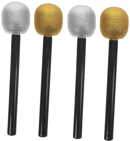 Toddmomy 4pièces Microphone Jouet Faux avec Paillettes Accessoires Cosplay Légers Et Durables pour Garçon Fille Jeux Imitation Et Fêtes Anniversaire