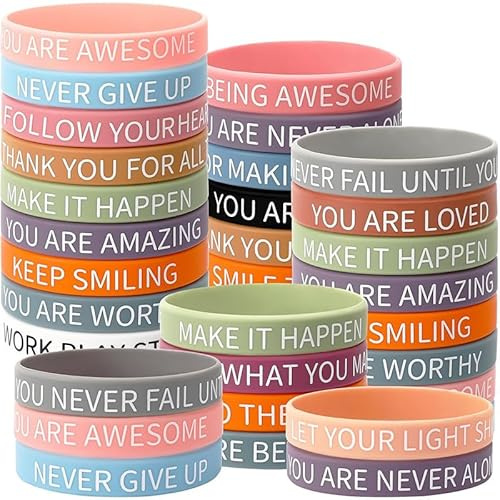 Guidre Braccialetti motivazionali per bambini in tedesco, in silicone colorato (24/32), Große, Gomma, Senza pietre