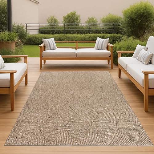 Teppich-Traum In- & Outdoor Teppich Esszimmer Flur Kinderzimmer pflegeleicht robust Jute-Optik Beige 120 x 160 cm