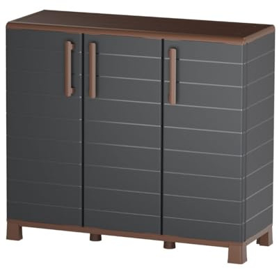 Art Plast - Petit Meuble de Rangement avec 3 Portes et 1 étagère, capacité maximale de 20 kg, intérieur et extérieur – Meuble de Rangement Anthracite