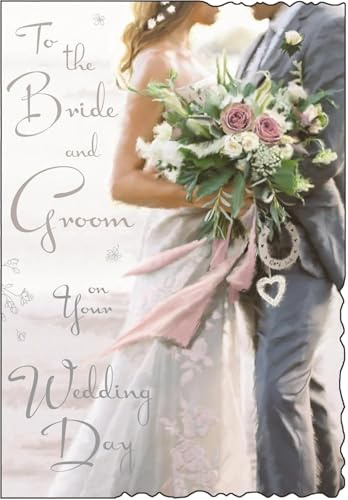 Greeting Card (JJ8717) - Wedding - Bride and Groom - On Your Wedding Day - Velvet Range - Embossed, Flitter and Foil Finish
