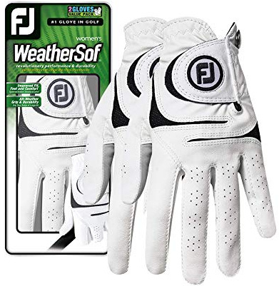 FootJoy Women's WeatherSof 2-Pack Prior Generation Golf Glove, White Large, Worn on Left Hand