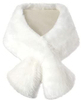 BABEYOND Womens Faux Fur Collar Shawl Faux Fur Scarf Wrap Evening Cape for Winter Coat