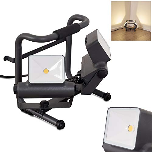 LED Baustrahler Dyndved, Bodenleuchte aus Aluminium in Anthrazit, verstellbarer Gartenstrahler m. An-/Ausschalter am Gehäuse, Innen- u. Außenbereich, IP54, Stehlampe f. Garten, Baustelle, Renovierung