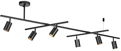 Globe Electric 59829 64 6-Light Track Lighting, Matte Black Finish, Center Swivel Bar, Adjustable Heads, GU10 Base, Dimmable, Modern Industrial Lighting