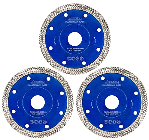 Diamond Saw Blade,3Pcs Super Thin Tile Cutting Disc 115mm / 4.5in Porcelain Cutting Blade for Angle Grinder Tile Saw Cutting Porcelain Tiles Granite Marble Ceramics (4.5)