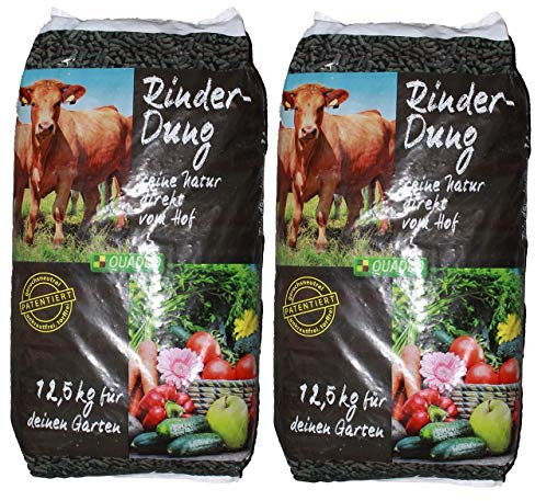 packsaus Quadro 25kg RinderDung gekörnter Naturdünger, Kuhmist, Rindermist, Obst und Gemüse