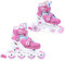 Madivo Cottoncandy Kinder Mädchen Set 2in1 Inliner/Triskates VERSTELLBAR | ABEC-5 Rollschuhe | Inlineskates umbaubar zu Rollschuhe | Weiß/Rosa | Größen: 26-29, 30-33 (XS (26-29))