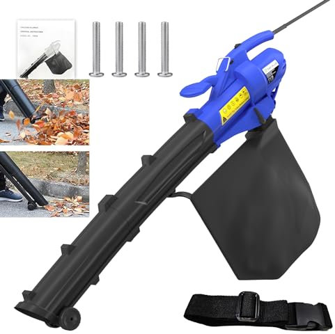 Leaf Blower Vacuum, 3 in 1 3000W Lightweight Electric Garden Blower/Vacuum Shredder with Wheels Carry Strap 30L Leaf Collection Bag, 10:1 Shredding Ratio, 6 Speeds