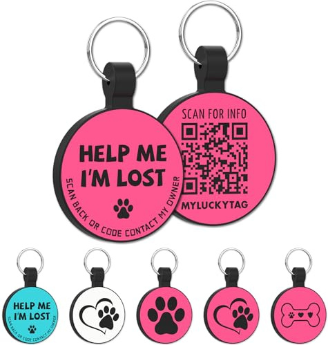 MYLUCKYTAG Rostfritt stål QR-kod husdjur ID-taggar hundbrickor - husdjur onlineprofil - Skanna QR-mottagning omedelbar husdjursplats varning e-post