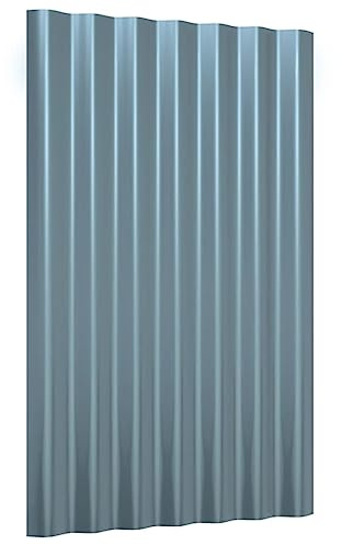 vidaXL 12x Roof Panels Profile Sheet Roofing Material Garage Shed Roof Panel Corrugated Metal Roofing Sheet Powder-coated Steel Grey 60x36 cm