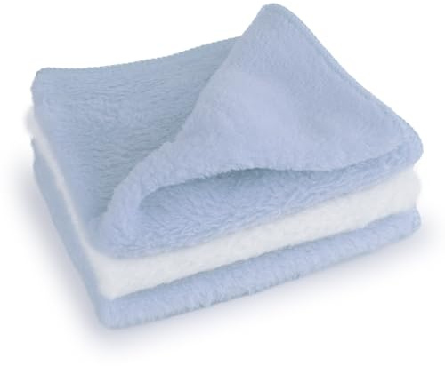 D.A.Y. Republic 3 Pack Microfiber Super Soft Baby Face Wash Cloths, 28 x 28cm Washable & Reusable Unscented Flannels, Multipack Pink and White, Ideal for Wiping and Cleaning Hands and Face (Blue)