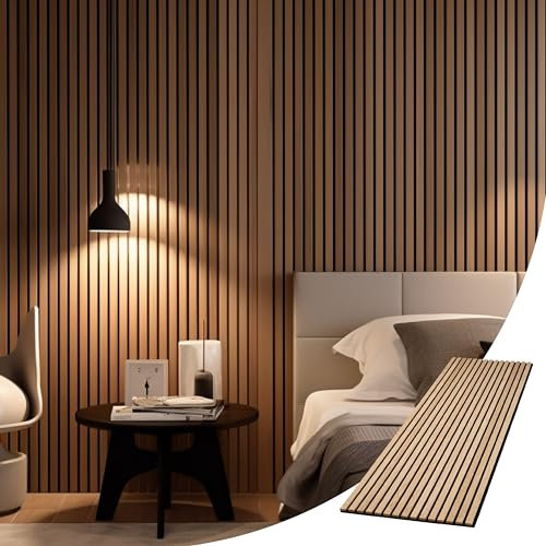 Acupanel - Real Oak (natural, black felt) Wood Veneer Contemporary Luxury Slatted Wall Panel 240 x 60 cm Sound Absorbing Interior Walls Decor