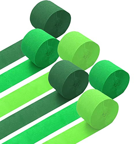 Ainmto 6 Rouleaux de Serpentins en Papier Crépon Vert(Chaque Rouleau 25 m x 4,5 cm), Décorations Parfaites pour Fête d'anniversaire,Mariage