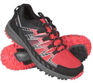 Mountain Warehouse Enhance Mens Waterproof Trail Running Shoes - Breathable, Soft, Comfortable & Durable Sneakers - for Spring Summer, Walking & Outdoors Active Red Adult Shoe Size 9