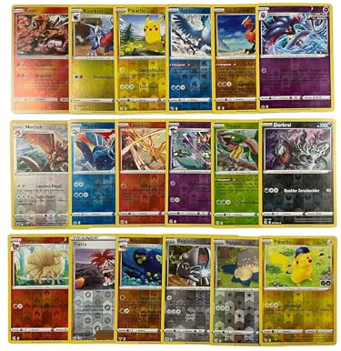 Original 20 Pokemon Karten Reverse Holo Glitzer, deutsch seltene Pokémon Karten Holographische Reverse Verschiedene Karten aus aktuelle Sets + Heartforcards® Versandschutz
