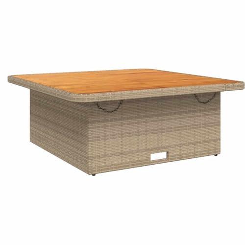 vidaXL Trädgårdsbord beige 110x110x71 cm konstrotting och akaciaträ
