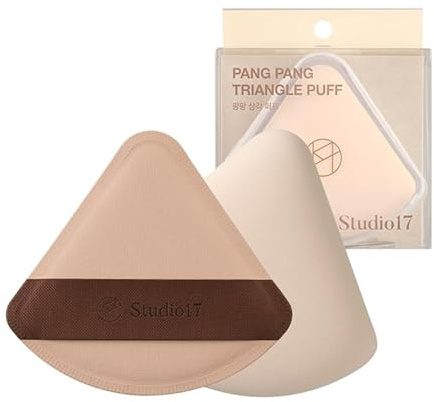 STUDIO17 Pang Pang Triangle Makeup Powder Puff 1 Pc | Latex Big Makeup Sponge for Foundation | Fluffy Cushion Puff with Narrow Tip | Korean Makeup Puff for Foundation and Powder | 2.2In Diamater