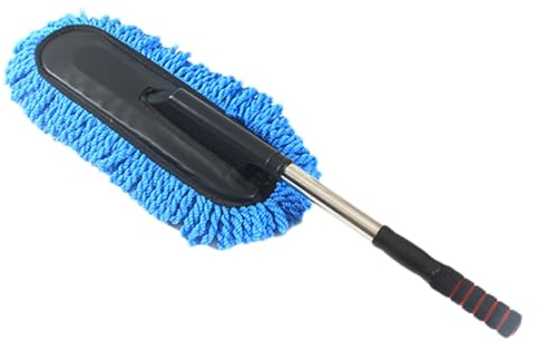 Generic Brosse à poussière en microfibre pour voiture - Brosse de nettoyage extensible pour voiture - Outil de nettoyage extérieur de voiture - Brosse de nettoyage douce pour véhicules - Bleu