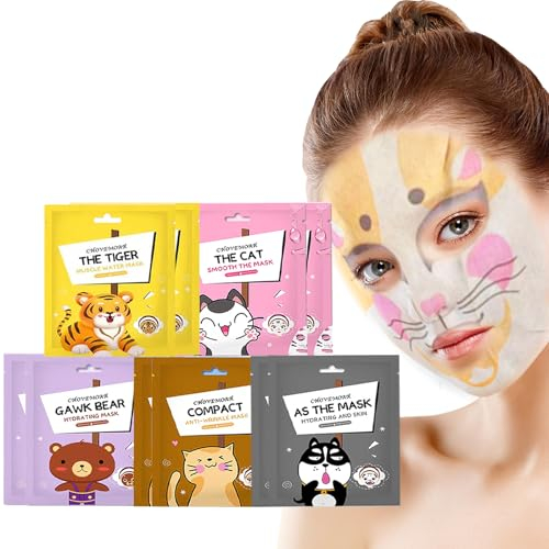 10 Stück Tuchmasken Gesicht - Feuchtigkeitsspendende Gesichtsmaske - Gesichtsmaske Set für Frauen - Schönheit Gesichtsmaske Geschenk-Set für Teenager - Haut Straffende Blatt Maske Gesicht Skincare