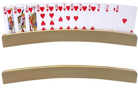 POHOVE 2 Stück Kartenhalter Kinder, Freisprech Kartenhalter Spielkarten, Spielkartenhalter aus Holz für Kinder, Senioren, Erwachsen(GRÖSSE:33x3.4x1.2cm)