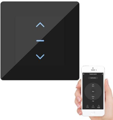 Getdoublerich For Tuya Smart Roller Shutter Switch, Curtain Touch Switch, Blind Switch, WiFi For Timer, App Timer Voice Control Electric Roller Shutter Motor Smart Switch(black)