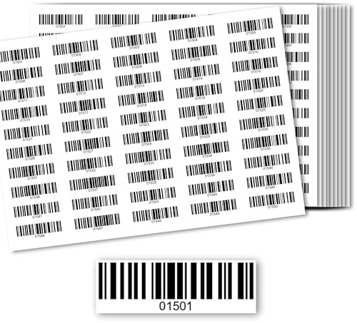 Étiquettes de code-barre - Étiquettes d'inventaire DGUV Test Étiquettes de code-barre 500 pièces - Numérotées 1-500, 501-1000, 1001-1500, 1501-2000 - Code de barre pour ingénierie électrique Code128