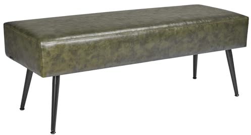 VEVOR Banco de Dormitorio de Cuero, Banco Moderno Tapizado de Cuero Sintético 400 x 1100 x 430 mm con Patas de Metal y Costuras, Cojín de Espuma, para Sala de Estar, Comedor y Pasillo, Verde