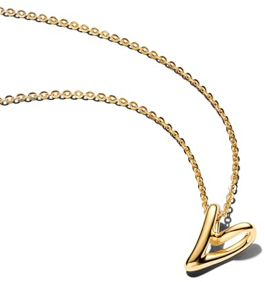Pandora Essence 364360C00-45 Collier avec Pendentif en Forme de cœur Organique en Argent Sterling et Alliage plaqué Or 14 carats Taille 45 cm