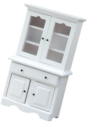 Oxxggkao Bibliothèque de collection pour décoration de maison de poupée, armoire en bois avec porte et tiroir fonctionnel pour projet d'artisanat miniature vitrine