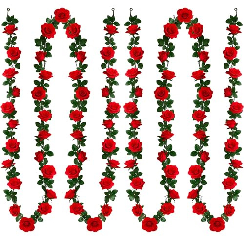 Konstgjorda krans 2 st retro romantik realistisk pionkrans konstgjorda vinstockar hängande röda rosor krans bröllopsdekoration båge alla hjärtans dag fest trädgård vägg