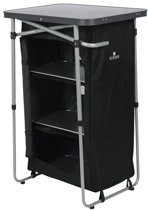 Hi-Gear 4 Shelf Cupboard with Durable Steel Frame & Water Resistant Fabric, Easy to Assemble, Portable, Folding Storage Unit, Organiser, Ideal for Camping and Festivals, includes Carry Bag