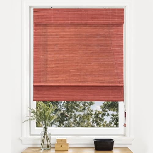 Victoria M. Bambus Raffrollo Sonnenschutz Sichtschutz Rollo Seitenzugrollo, für Fenster und Türen, Blickdicht, 80 x 220 cm, Kirsche