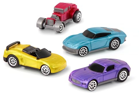 Driven by Battat WH1125Z Pull-Back Race Cars Blister (4 Pack) Turbocharge 4er Pack Rennwagen Nachziehspielzeug – Spielzeugautos Geschenkset Mini Autos Fahrzeuge Rückziehautos – Spielzeug ab 3 Jahre
